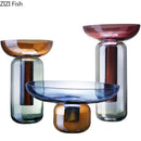 Axyaa Gradient Glass Vase Hydroponic Flower Pot Desk Decor Artificial Floral Arrangement