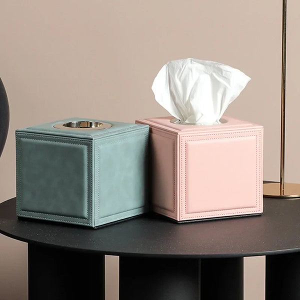 Axya Imitation Leather Tissue Box Square Storage Home Decor