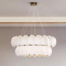 Axyaa Glass Leaf Chandelier: Custom LED Gold Luxury Pendant Light
