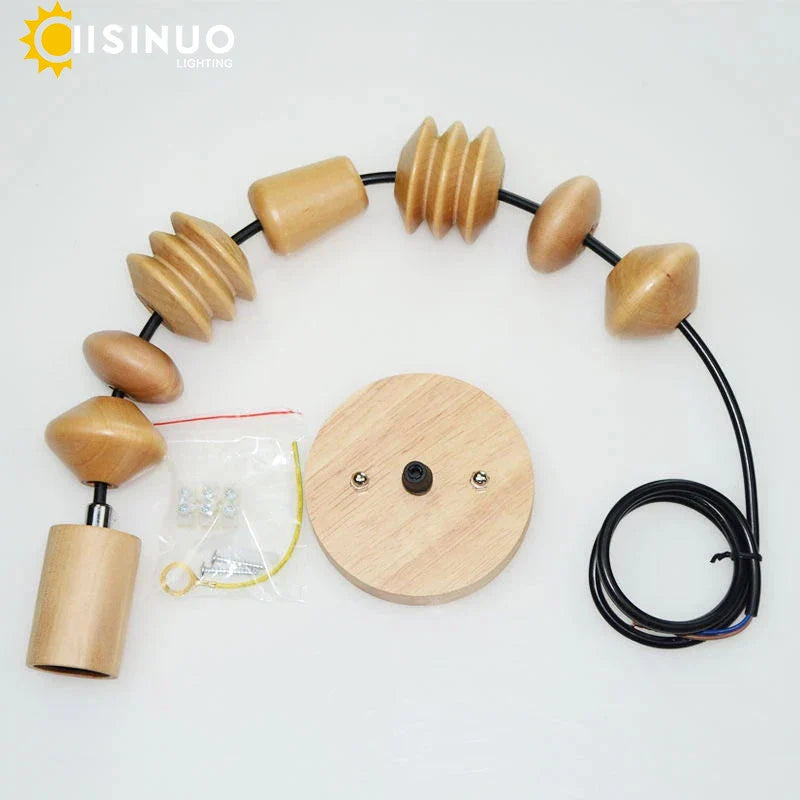 Axyaa Wooden Beads Geometric Pendant Light with Adjustable Hanging String