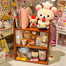 Wooden Retro Storage Organizer for Axyaa Dormitory Desktop, Multi-layer Cosmetics Cabinet
