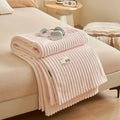 Axyaa Flannel Rabbit Fur Throw Blanket for Sofa, Soft & Cozy Winter Nap Blanket