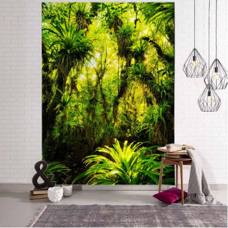 Axyaa Jungle Palm Tree Tapestry: Tropical Plant Leaves Wall Hanging.