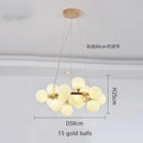 Axyaa White Glass Ball Black Gold Chandelier Bubble Hanging Lights