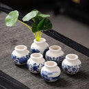 Axyaa Blue & White Porcelain Mini Vase for Home Decor & Table Ornaments