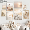Axyaa Sunset Lake Canvas Wall Art - Nordic Scenery Print for Home Decor