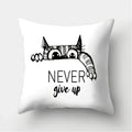 Axyaa Black & White Cat Pattern Cushion Cover for Living Room, Bedroom & Sofa