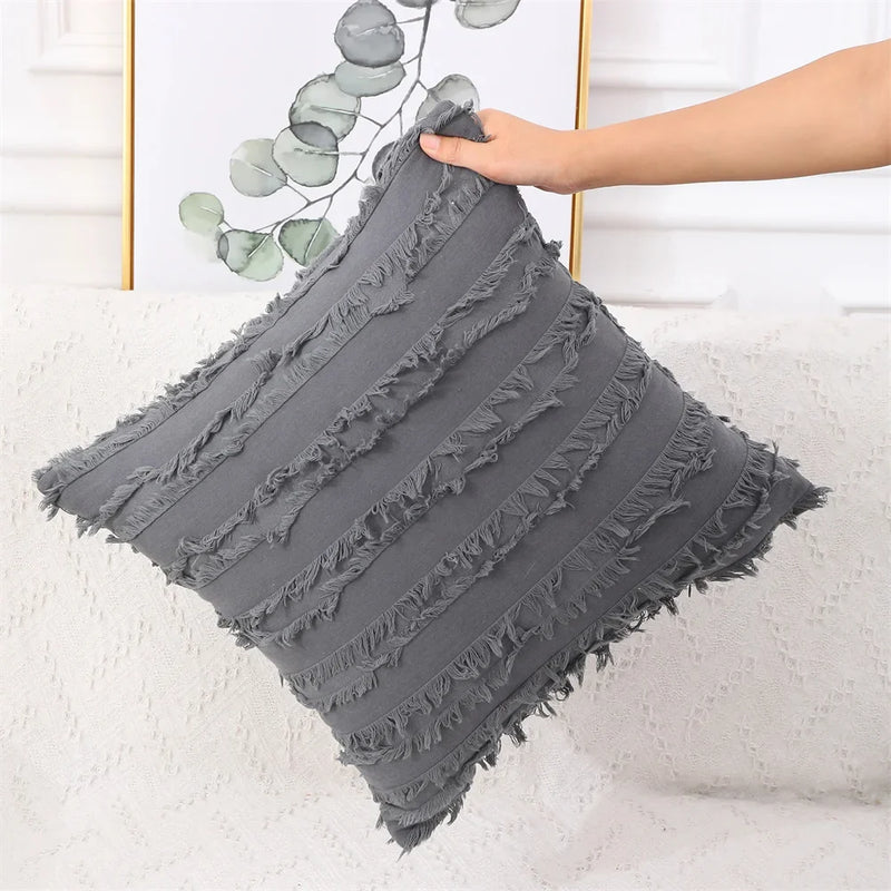Axyaa Soft Striped Linen Pillow Cover for Sofa - 50x50cm