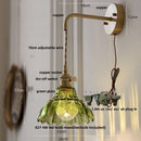 Axyaa Amber Glass LED Wall Lamp with Pull Chain Switch