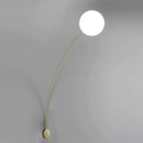 Axyaa Curved Iron Wall Lamp with White Glass Ball - Home Decoration Lighting