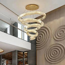 Axyaa Golden Crystal Chandelier for Modern Luxury Living Room and Stairs