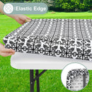 Axyaa Elastic Fitted Vinyl Tablecloth for Outdoor Dining & Picnics