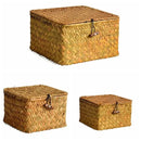 Axyaa Rattan Wicker Shelf Basket: Handwoven Rectangular Organizer for Home Storage