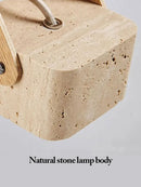 Axyaa Modern Travertine Pendant Light GX53 LED Natural Yellow Stone for Indoor Lighting