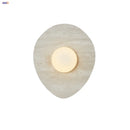 Axyaa White Glass LED Wall Sconce Yellow Travertine Stone Stair Light Fixtures