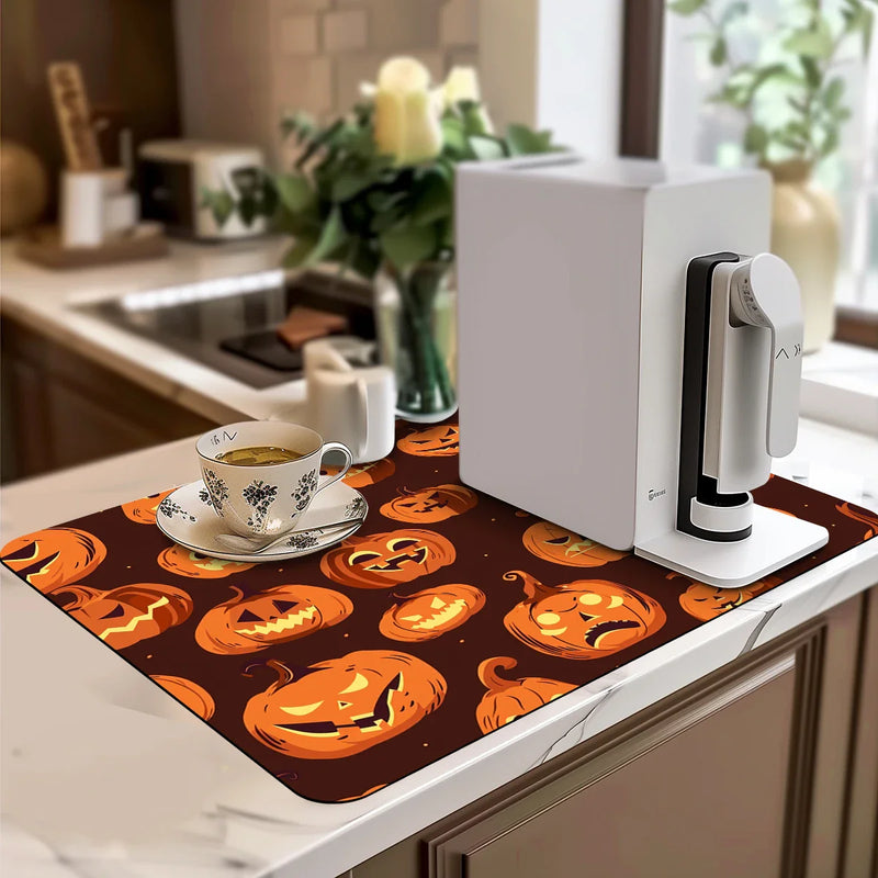Axyaa Halloween Head Square Dry Mat for Bathroom and Kitchen Tables