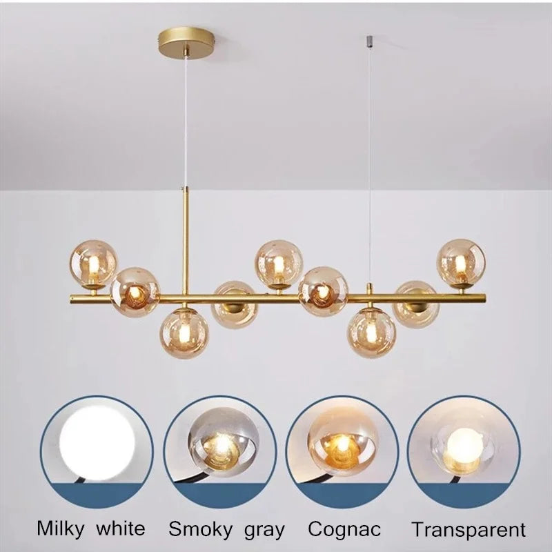 Nordic Modern Golden Glass Ball Chandelier by Axyaa - LED Pendant Lights for Home Lighting