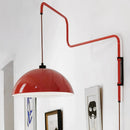Axyaa Vintage Red Metal Wall Lamp, Long Arm, E27 Bulb, New Style Lighting Sconce