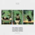 Funny Black Cat Wall Art Canvas Print by Axyaa - Retro Animal Toilet Poster