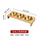 Axyaa Stainless Steel Condiment Set with Wooden Tray - BBQ Sauce & Spice Dish