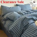 Axyaa Luxury Cotton Stripe Duvet Cover Set - Yarn-Dyed Bedding Set