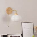 Axyaa Wood Canopy LED Wall Light Fixture with Pull Chain Switch