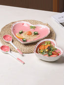 Axyaa Strawberry Girl Heart Tableware Set - Bowl, Spoon, Plate