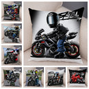 Axyaa Cartoon Motorcycle Polyester Cushion Cover for Home, Car, Sofa - Extreme Sports Theme