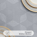 Axyaa Jacquard Leaf Flower Polyester Tablecloth Grey