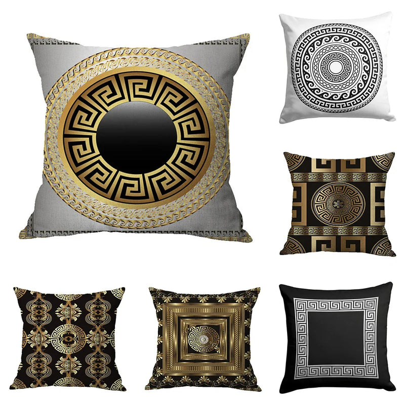 Axyaa Black Gold Line Cushion Cover Pillow Case, Home Decor for Living Room.