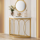 Axyaa Half Moon Gold Console Table: 43" Modern Semi Circle Entryway Sofa Table