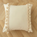 Axyaa Beige Geometric Tassel Cushion Cover 45X45 - Boho Chic Decor Pillowcase
