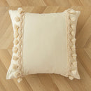 Axyaa Beige Geometric Tassel Cushion Cover 45X45 - Boho Chic Decor Pillowcase