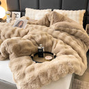 Axyaa Cozy Rabbit Fur Blanket: Soft Plush Comforter for Bed & Sofa