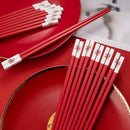 Axyaa Chinese Dragon Red Alloy Chopsticks Set