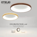 Axyaa Modern Walnut Wood LED Ceiling Light Circular Ceiling Lamp for Home Lighting