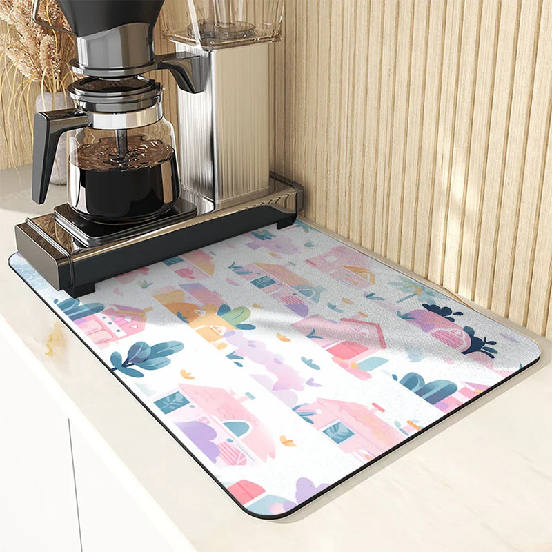 Axyaa Cartoon Building Kitchen Drying Mat