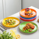 Axyaa Spiral Tableware Set 8.5 Inch Multicolor Blue Handpainted Small Dessert Plate, 6/12 Piece