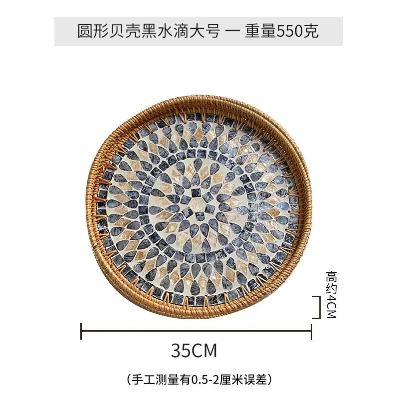 Axya Handmade Rattan Shell Tray for Home Decoration and Serving
