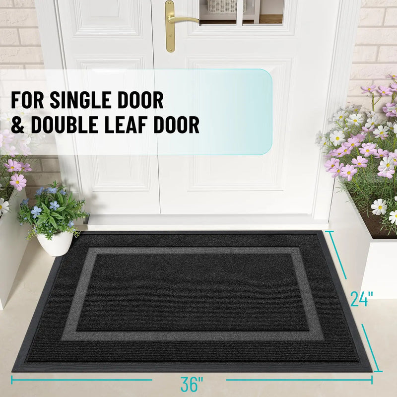 Axyaa Rubber Entryway Mat: Durable Indoor Outdoor Waterproof Doormat - Low Profile & Easy Clean