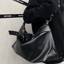 Axyaa Large Capacity Soft Tatami Crossbody Bag, Black Tote Handbag