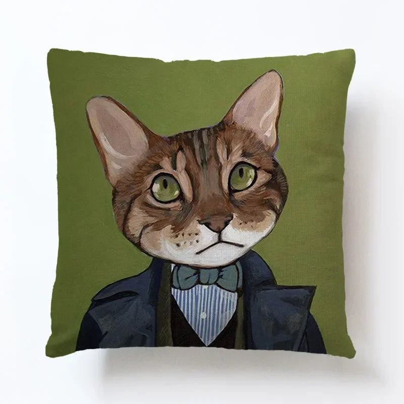 Axyaa Cartoon Animal Linen Pillowcase for Home Sofa Decor