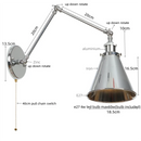 Axyaa Swing Arm LED Wall Sconce - Industrial Style Bedside Lamp