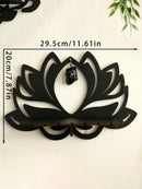 Axyaa Black Lotus Crystal Wall Shelf: Boho Floating Shelves for Aesthetic Décor
