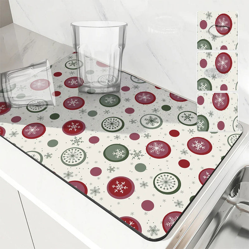 Axyaa Christmas Tree Drying Mat - Absorbent Dish Placemat