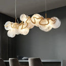 Axyaa Minimalist Glass Pendant Light in Gold Iron for Luxury Living Room