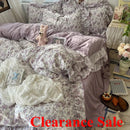 Axyaa Princess Floral Ruffles Bedding Set with Soft Duvet Cover, Bed Sheet, Pillowcases