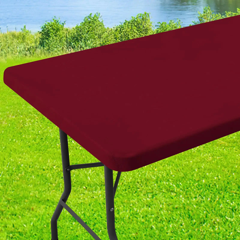 Axyaa Stretch Washable Patio Table Cover Waterproof Outdoor Tablecloth