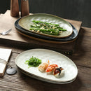 Axyaa Oval Sashimi Plate, High-End Ceramic Tableware for Fish Barbecue