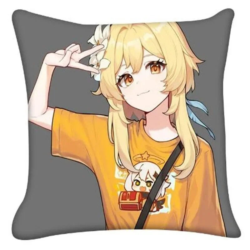 Genshin Impact Anime Cushion Cover Pillow Case for Home Decor by Axyaa